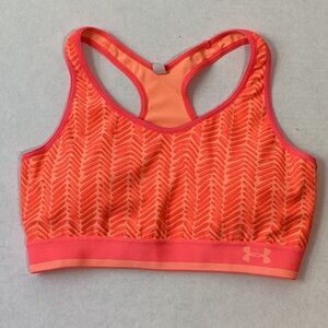 Under Armor Racerback Neon Orange & Pink Bra Size L